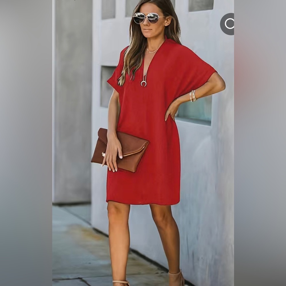 Red Shift Dress